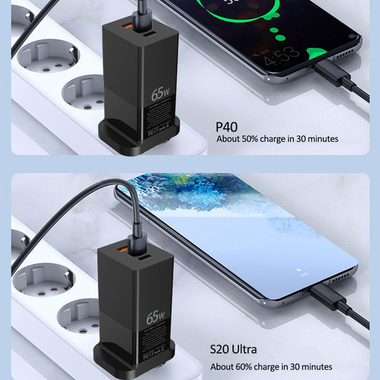 Universal Charger – 2 Type-C + 1 USB Port, Fast Charging (US/UK/EU)